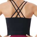 THE GYM PEOPLE Women's Cross Back Sports Bra Halter Neck Workout Crop Tank Tops with Removable Pads (Black, S)