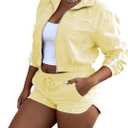Adogirl Women Tracksuits 2 Piece Set Long Sleeve Zip Up Cropped Jacket and Lounge Athletic Jogger Shorts Outfits SweatSuits XL
