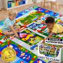 QUOKKA Small Classroom Boys Rug for Kids - 60x41 ABC Rugs for Playroom - Bedroom Alphabet Learning Area Rug - Boy Toddler Rugs - Boys and Girls - Kids Room Carpet