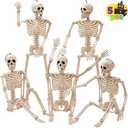 JOYIN 4 PCS Posable Halloween Skeleton Decor 16 Inches, Full Body Posable Joints Hanging Skeletons for Halloween Decorations, Graveyard Props, Haunted House Accessories, Spooky Scene Party Favors