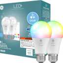 GE LED+ Color Changing LED Light Bulbs with Remote, No App or Wi-Fi Required, A19 Bulbs, CA Compliant (2 Pack)