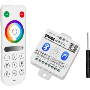 RGBZONE Bluetooth LED Controller, SP630E 4 Zones 2.4GHz RF Remote & APP Control, DC5V-24V LED Controller Support FCOB COB SMD PWM or SPI RGB RGBW WS2811 WS2812B WS2814 SK6812 IC etc Light Strips