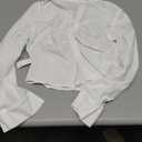 SweatyRocks Women's Long Sleeve Button Up Shirt Collar Neck Ruched Fitted Blouse Top (Medium, White)