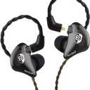 BASN in Ear Monitor Headphones for Musicians, Bsinger 2nd Generation Sound Isolating Earphones with Dual Dynamic Drivers Detachable MMCX Cable (Black)…