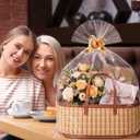 Reallnaive 1 Sets Empty Gift Baskets to Fill Large Bamboo Woven Baskets with Handles 15.8 x 7.9 x 6.3 inch Includes Clear Wrap Bags and Bows for Raffle, Baby Shower, Graduation,Wedding