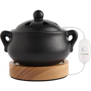 Electric Incense Heater with Adjustable Timer, Bakhoor Burner Electric, Bukhoor Burners for Frankincense Resin Oud Power, Charcoal Free No Open Flame Safer Black
