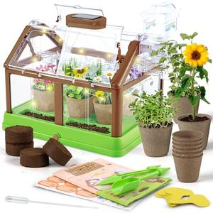 DUYOYU Kids Plant Growing Kit - Kids Greenhouse & Flower Growing Kit with Upgraded Irrigation & Grow Light – Perfect Gardening for Kids（Solar Energy）