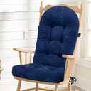 Rocking Chair Cushion - Chenille Fabric, High-Density Sponge, Durable Comfort Non-Slip Bottom Tufted Seat Pads with Ties, ChenilleDark Blue, 44x19x4 inch