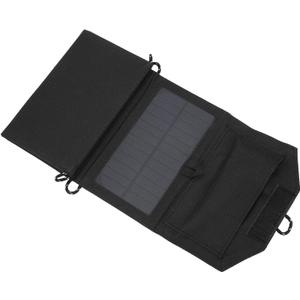 USB Solar Panel, Multiple Rope Holes Solar Charger, Camping Outdoor Sports Man for Woman (Black)