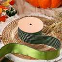 LaRibbons Fall Ribbon Wired 2 1/2" x 10 Yards, Striped Velvet Green Ribbon for Autumn Wreath Thanksgiving Christmas Farm Gift Wrapping Home Decor