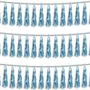 3P Light Blue Foil Fringe Metallic Tassel Streamers Banner Tassel Garland for Parade Floats, Bachelorette, Wedding, Birthday, Halloween, Christmas, Bridal/Baby Shower Party Decorations