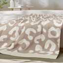 MACEVIA Knit Leopard Throw Blanket 50" x 60" Super Soft Cozy Cheetah Print Blanket for Couch Sofa Bed, Warm Animal Christmas Blanket Gift for Women (Leopard Brown)