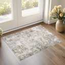 UERMEI 2x3 Entryway Area Rug: Washable Neutral Modern Abstract Small Rug - Non-Slip Low Pile Throw Indoor Carpet for Entrance Kitchen Front Door Mat Bathroom Entry Kids Room - Brown Grey