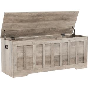 47.2" Storage Chest Extra Large,Storage Trunk with 2 Safety Hinges,Wooden Storage Bench,Shoe Bench,47.2x15.7x19.1 Inch,Easy Assembly,Storage Bench for Bedroom,Living Room,entryway(Greige).