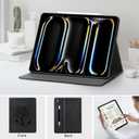 HFcoupe for iPad Pro M4 Case 13 inch 7th Gen 2024, Book Style iPad Pro case 13 in with Elastic Pencil Holder, Magnetic Closure, Embossing Print Cover Support Touch ID and Auto Wake/Sleep, Black