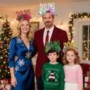 Pvoiue 2026 New Year's Eve Party Headband - Happy New Years Headband - Festive Party Dress-Up Hairband, Star and Tinsel Embellishments - New Year's Eve Celebration Accessory 4Pcs (Red + Gold + Green + Silver)