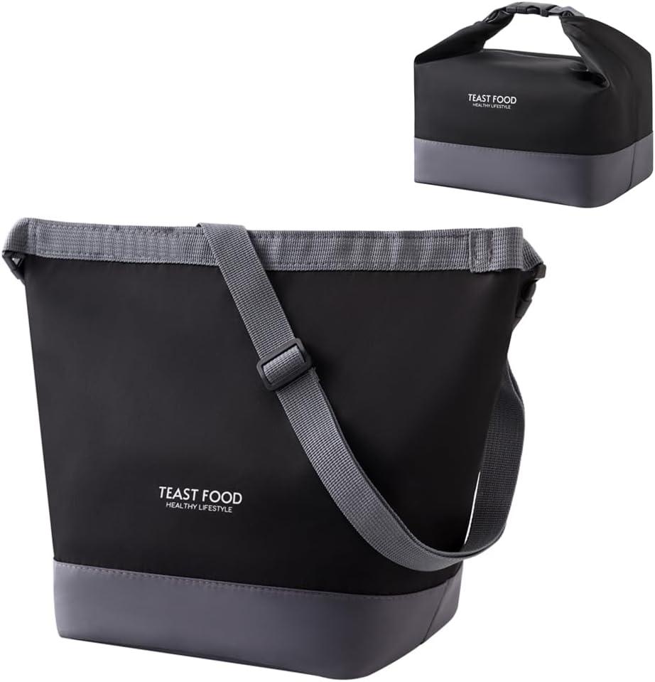 Women Lunch Bag & Lunch Box - Insulated Lunch Box for Women Men, Reusable Lunch Tote, Thermal Lunch Cooler, Crossbody Shoulder Strap for Work, Adult Lunch Bags for Women (Black)