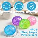 4Pcs Glitter Slow Rebound Stress Balls, Soft Squeeze Tactile Balls for Anxiety Relief, Portable Desk Decor & Gift for Adults