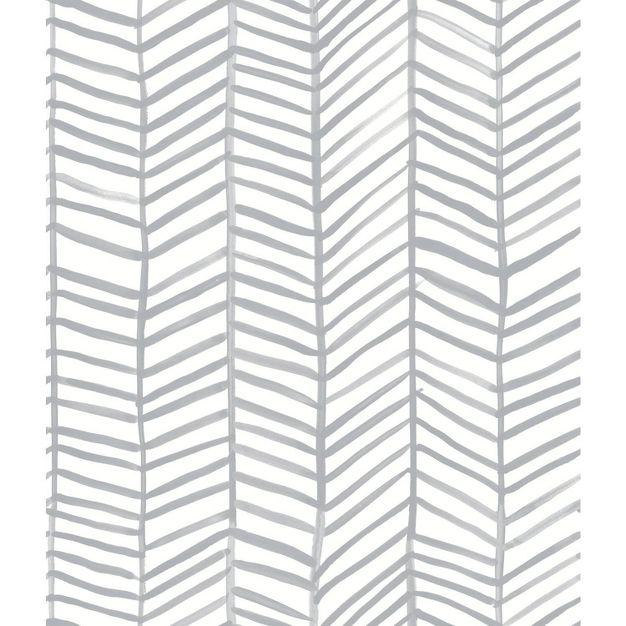 RoomMates Cat Coquillette Herringbone Peel and Stick Wallpaper Gray: Removable Vinyl, Self-Adhesive, 28 Sq Ft Coverage