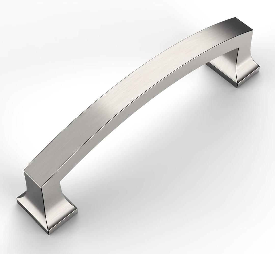 Amerdeco 10 Pack Brushed Satin Nickel 4 Inch(102mm) Hole Centers Kitchen Cabinet Pulls Cabinet Hardware Kitchen Handles for Cabinets Cupboard Handles Drawer Pulls ZH0009BSN