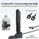 WiFi 7 WiFi Antenna 2.4G 5G 6G Dual Band Magnetic Base WiFi 6E WIFI7 for ASUS ROG Strix Z790 X890 Z890 B850 Gaming Motherboard PC Desktop Computer Wi-Fi 7 Wireless Network Card WiFi Router Black