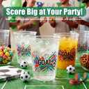Honeydak 50 Pack 12 oz Soccer Party Cups Disposable Clear Plastic Cups with Goal Soccer Ball Design, USA Mexico Colors for Birthday, Game Day, Team Celebrations, Watch Party Supplies