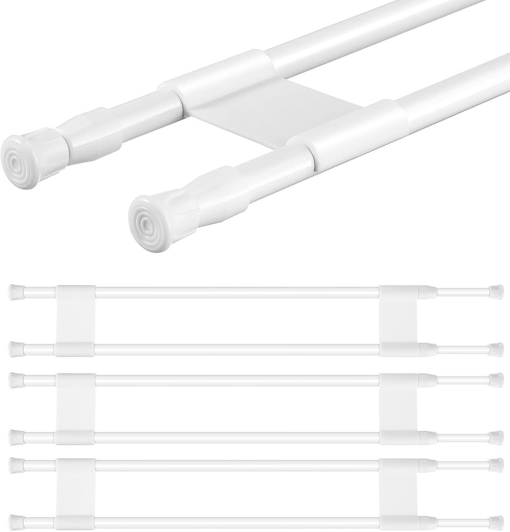 Zubebe 4 Pcs Double RV Refrigerator Bar Adjustable Spring Tension Fridge Rod RV Fridge Bars RV Refrigerator Accessories to Hold Drinks in Place Avoid Spills Extendable (White,19.7-35.4 Inch)