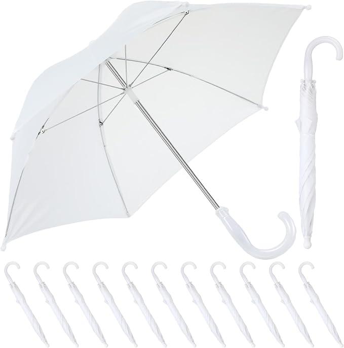 Hillban 12 Pcs Second Line Umbrella, White, Full 32 Inch Arc