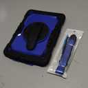 SEYMAC stock Case for iPad 9th/ 8th/ 7th Generation 10.2'', Shockproof with Screen Protector, Pencil Holder [360 Rotating Hand Strap] & Stand, for iPad 10.2 inch 2021-2019 (Blue+Black)