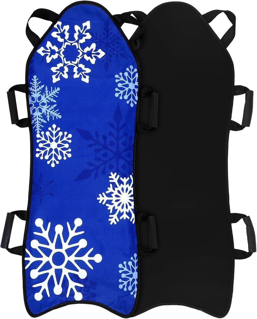 45"18" Foldable Winter Snow Sled Portable Strong and Durable, Sturdy Fabric Stitchin Handles with Steering for Adult Teen Winter Outdoor Sports Fun (Blue)