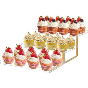 2 Pack Clear Dessert Table Display Set 11 x 6 for Cookie Donut Cupcake, 3 Tier Acrylic Serving Tray, Tiered Cupcake Stand for Party Event Buffet