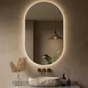 Keonjinn 24 x 40 Inch Oval LED Mirror for Bathroom, Pill-Shaped Backlit Mirror Bathroom for Wall, HD Tempered Glass, Safe Defogging, UL-Listed, 3000K/ 4500K/ 6500K, (Horizontal/ Vertical)