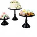 3 Pcs Metal Cake Stand Set 8/10/12 inch Dessert Table Display Perfect for Baby Shower Wedding Birthday(Black)