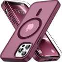 Vansdon for iPhone 12 Case & iPhone 12 Pro Case, Compatible with MagSafe, Magnetic Translucent Matte Slim Protective Cover with 1 Screen Protector - Military-Grade Shockproof (Wine Red)