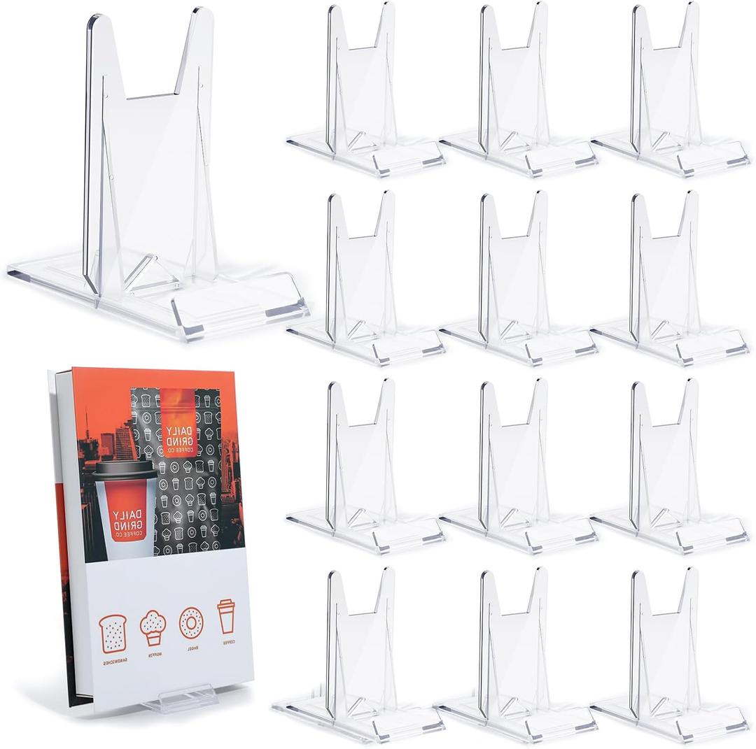 20 Pcs Book Stand for Display Acrylic Book Holder Display Adjustable Book Easel Collector Display Stand for Comic Cardboard Home Office Album CD Magazine