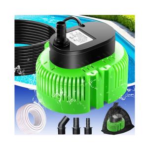 Pool Cover Pump above Ground-Submersible Sump Pump Swimming Water Removal Pumps, Sump Pumps for Pool Draining with 16ft Drainage Hose & 25 ft Extra Long Power Cord,850 GPH,3 Adapters-Green