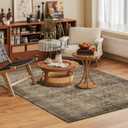 Washable Area Rug 8' x 10' Vintage Traditional Persian Mat - Foldable Distressed Non-Slip Machine Washable Carpet for Living Room Bedroom Kitchen Home Decor - Mocha and Taupe