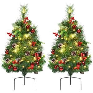 Goplus 2.4-ft Pre-lit Artificial Christmas Tree with White LED Lights
