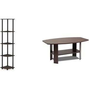 Furinno Turn-N-Tube 5 Tier Corner Display Rack Multipurpose Shelving Unit and Furinno Simple Design Coffee Table