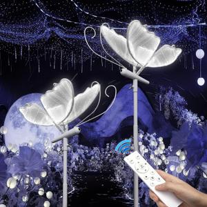 Wedding Butterfly Dimmable Floor Lamp: LED Butterflies Light with Remote Control - White & Warm Lights Butterfly Prop for Birthday Party Decoration - Baby Shower Bridal Shower Home Decor (11.8 in, 2)