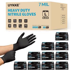 HEAVY DUTY 7 Mil Nitrile Black Gloves Disposable Latex Free Rubber Latex Cleaning Mechanic Food Prep Gloves 1000PCs