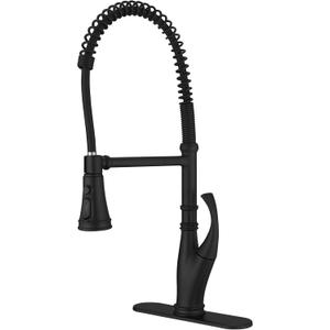 Homevacious Black Kitchen Faucet with Pull Down Sprayer 1 Hole Or 3 Hole Single Handle Pull Out Spring Kitchen Sink Faucets for Farmhouse Camper Laundry Utility Rv Wet Bar Sinks 3 Functions