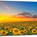 DBLAKI DB2975 Sunflower Wall Art Flower Wall Art Sunset Rustic Pictures Canvas Print Painting Framed and Stretched Ready to Hang for Living Room Bedroom Office (60L" x 30W")
