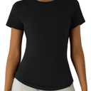 Workout Tops for Women Athletic Tops Short Sleeve Shirts-Cropped Slim Fit Gym Running Yoga T Shirts (S)