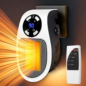 Mini Plug in Heater, Portable Wall Space Heater with Remote, Small Wall Outlet Heating with Adjustable Thermostat and 12H Timer, LED Display for Home Office Bathroom Indoor Use 
