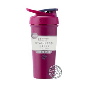 BlenderBottle Sport Sleek Insulated Stainless Steel Shaker Bottle with Wire Whisk, 25-Ounce, Raspberry – Protein Shakes & Hydration for Athletes & Fitness Enthusiasts, Easy Mixing, Lockable Lid
