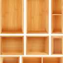 Bamboo Drawer Organizer Set, 8 PCS Multi-Use Wood Drawer Storage Boxes, Junk Drawer Organizer Divider Bins for Kitchen, Bathroom, Office Desk, Makeup, Jewelry, Utensils (Natural)