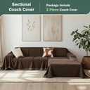 MEETSKY Sectional Couch Covers Chenille 2 Pieces Couch Covers for L Shape Sofa Cover Washable, Sofa Throw Cover for 3 Cushion Couch, Sofa Slipcover for Dogs(X-Large, 71"x118"+71"x118", Dark Chocolate)
