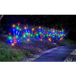 Vanthylit Pre-lit 3PK Christmas Twig Branches Pathway Lights with 30'' 60 LED Multi Color Bulbs Waterproof Plug in Brown Willow Branch Lights for Outdoor and Indoor Decor