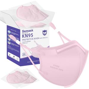 KN95 Adjustable Masks 25 Pack, Individually Wrapped Disposable Masks with Adjustable Ear Loops